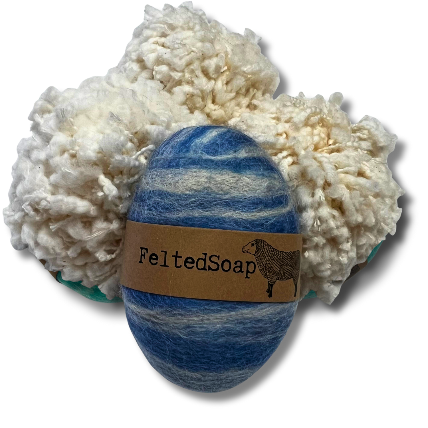 Single Felted Soap - Single Blend LIGHT BLUE & WHITE