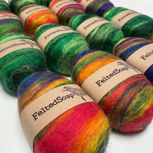 Felted Soap Two Pack- One Rainbow & One Irish Green Blends Colorful Gift