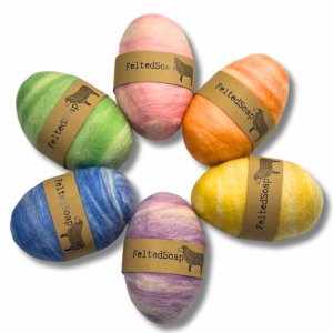 Felted Soap PASTEL & WHITE Rainbow in a Gift Pack 6| Soft Shades of Rainbow Felted Soaps| Fun Different Gift
