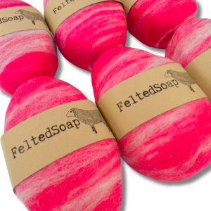 Single Felted Soap - Single Blend HOT PINK & WHITE