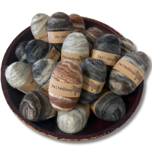 Felted Soap Natural Neutral Colors Classy Gift or Perfect Bathroom Accent Piece 2 in 1 Washcloth Felt Soap