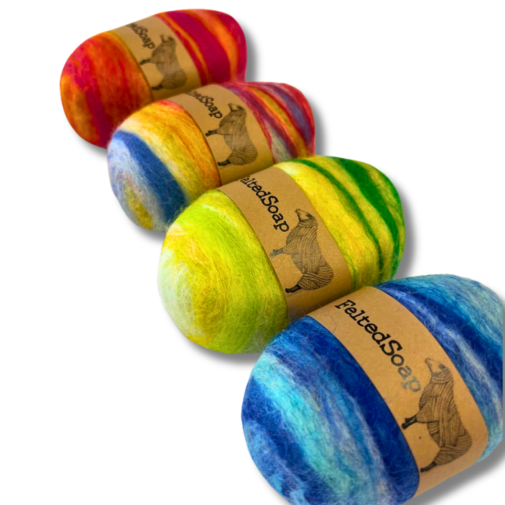 Felted Soap Summertime Multicolor 4 pack Bath Gifts| Beach Vibes| Unique Summer Colors - Image 2
