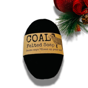Felted Soap - COAL Santa Stocking Stuffer Holiday Christmas- Black Felted Soap with Special Coal Label