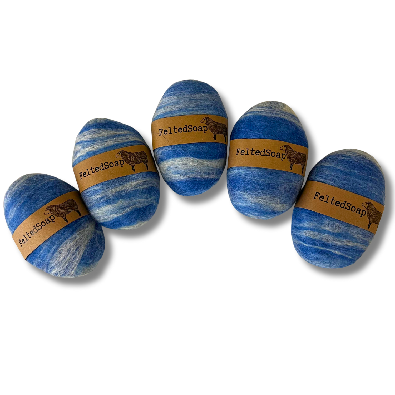 Single Felted Soap - Single Blend LIGHT BLUE & WHITE - Image 2